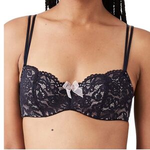 Wacoal b.tempt’d Ciao Bella Underwire Black Lace Balconette Bra 34D NWOT